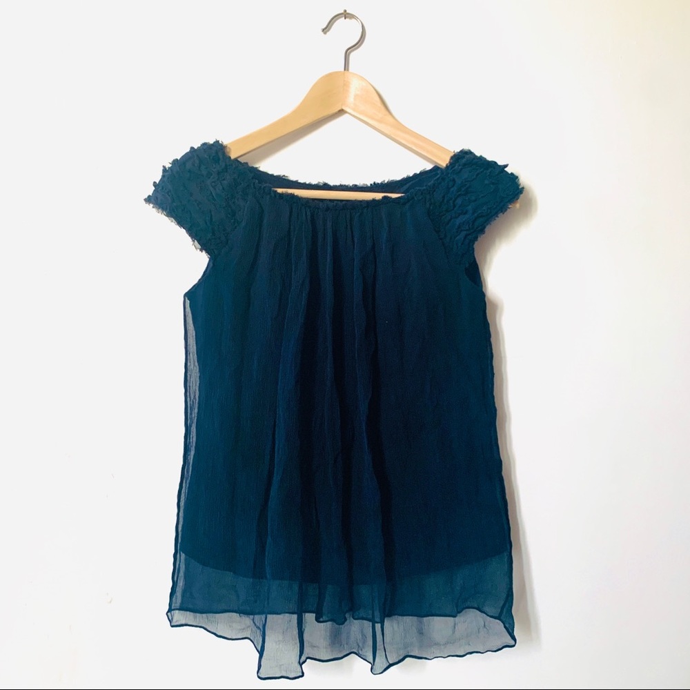GUCCI Silk Short-Sleeved Black Blouse